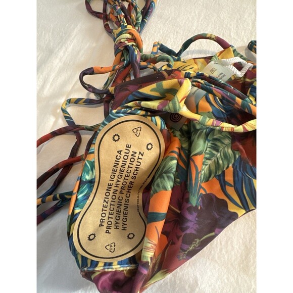 Sexy Tropical Skimpy Floral Strappy Cutout Bikini Swimsuit Set Sz Small NWT - Picture 4 of 8